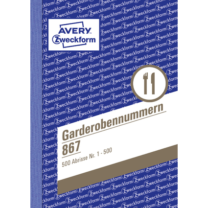 AVERY Zweckform Formularbuch "Garderobennummern", 1-500, A6