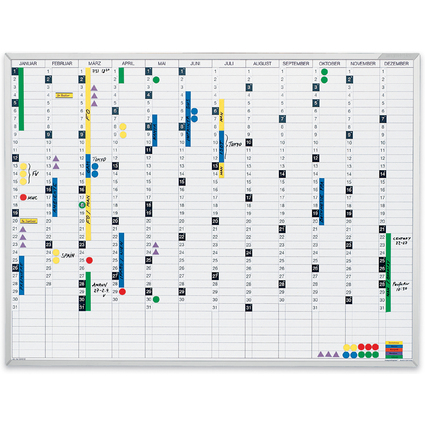 magnetoplan Jahresplaner, (B)900 x (H)600 mm, magnethaftend