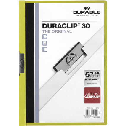 DURABLE Klemmhefter DURACLIP ORIGINAL 30, DIN A4, grn