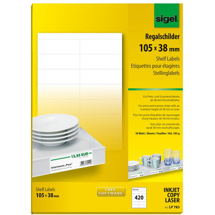 sigel Regalschilder, 105 x 38 mm, wei, 170 g/qm