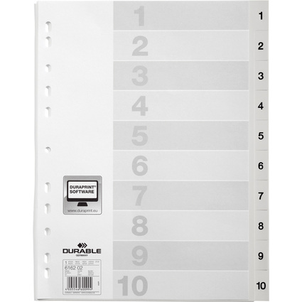 DURABLE Kunststoff-Register, Zahlen, A4, 10-teilig, 1 - 10