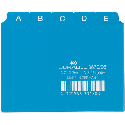 DURABLE Karteiregister A - Z, PP, A7 quer, blau, 25-teilig