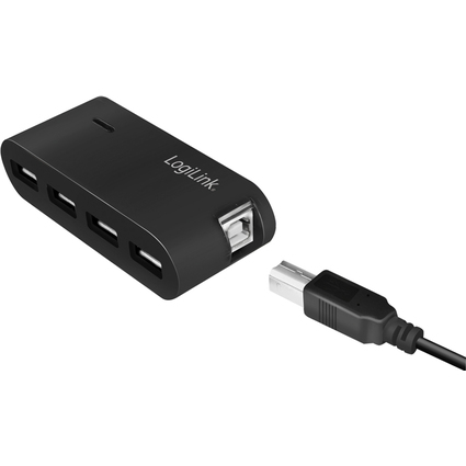 LogiLink USB 2.0 Hub mit Netzteil, 4 Port, schwarz