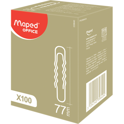 Maped Aktenklammern, vernickelt, 77 mm, gewellt