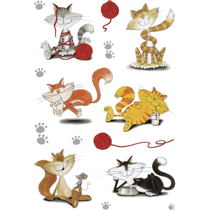 HERMA Sticker DECOR "lustige Katzen", beglimmert