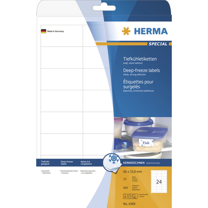 HERMA Tiefkhletiketten SPECIAL, 66 x 33,8 mm, wei