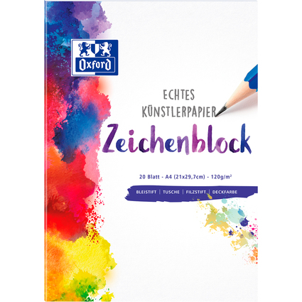 Oxford Zeichenblock, DIN A4, blanko, 120 g/qm