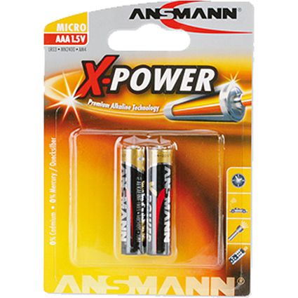 ANSMANN Alkaline Batterie "X-Power", Micro AAA, 2er Blister