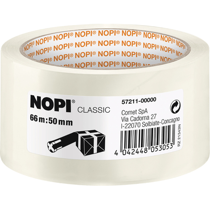 NOPI Verpackungsklebeband Classic, 50 mm x 66 m, transparent