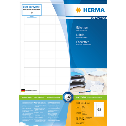 HERMA Universal-Etiketten PREMIUM, 38,1 x 21,2 mm, wei