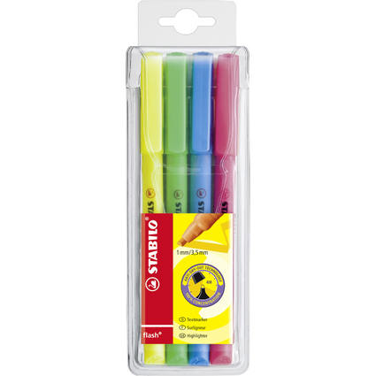 STABILO Textmarker flash, 4er PP-Etui