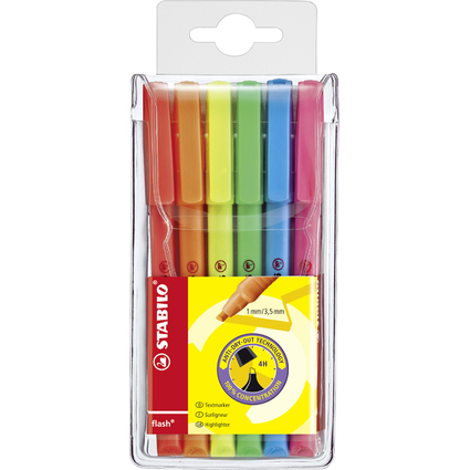 STABILO Textmarker flash, 6er PP-Etui