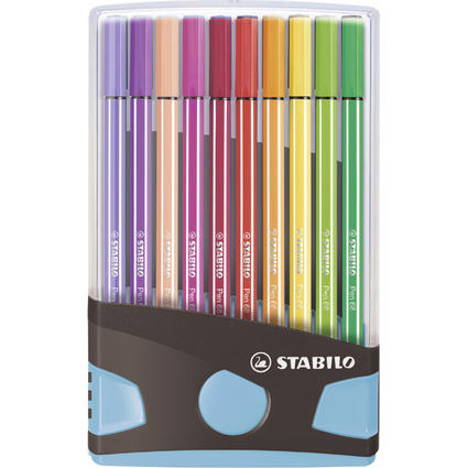 STABILO Fasermaler Pen 68, 20er ColorParade, grau/hellblau