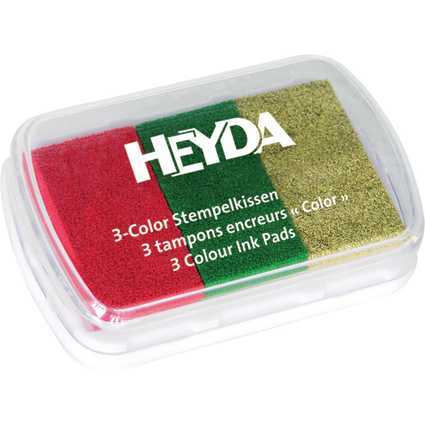 HEYDA Stempelkissen 3-Color, rot/dunkelgrn/gold