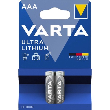 VARTA Lithium Batterie Ultra Lithium, Micro (AAA), 2er Pack