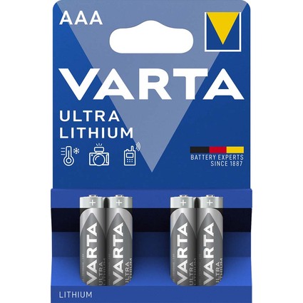 VARTA Lithium Batterie Ultra Lithium, Micro (AAA), 4er Pack