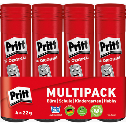 Pritt Klebestift 4 x 22 g im Spar-Pack, lsemittelfrei