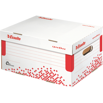 Esselte Archiv-Klappdeckelbox SPEEDBOX, DIN A4, wei/rot,