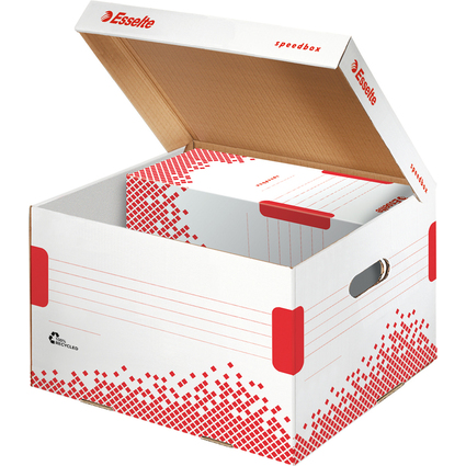 Esselte Archiv-Klappdeckelbox SPEEDBOX, Gre: M, wei/rot,