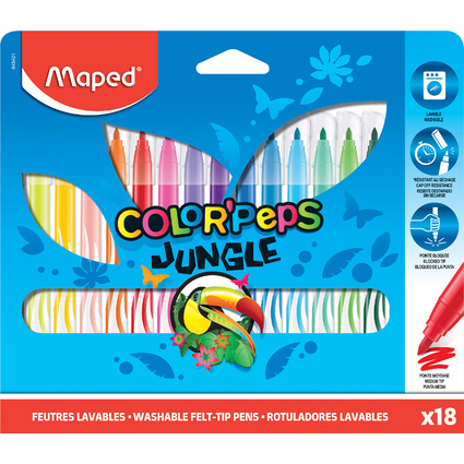 Maped Fasermaler COLOR'PEPS Jungle, 18er Kartonetui