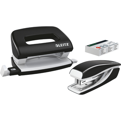 LEITZ Heftgert- & Locher-Set Mini NeXXt WOW, schwarz