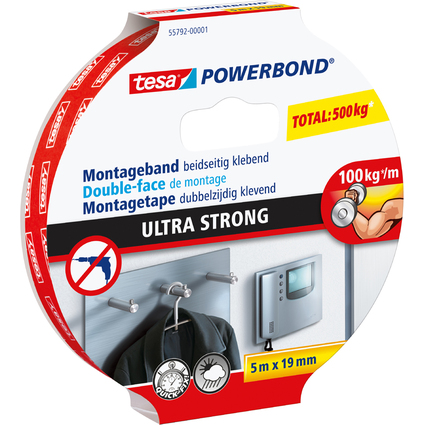 tesa Powerbond Montageband Ultra Strong, 19 mm x 5,0 m