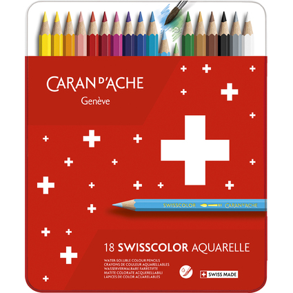 CARAN D'ACHE Buntstifte Swisscolor Aquarelle,18er Metalletui