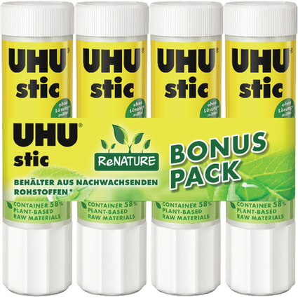 UHU Klebestift stic ReNature, lsemittelfrei, 4 x 21 g