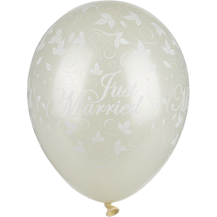 PAPSTAR Luftballons "Just Married", elfenbein metallic