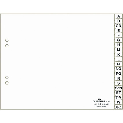 DURABLE Kunststoff-Register, A-Z, A4 halbe Hhe, 20-teilig