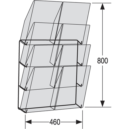 kerkmann Wand-Prospekthalter concept, DIN A4 hoch, 8 Fcher