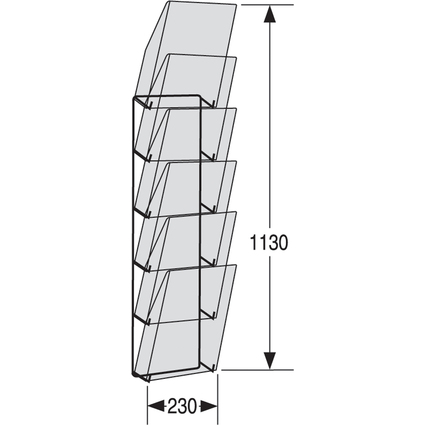 kerkmann Wand-Prospekthalter concept, DIN A4 hoch, 6 Fcher