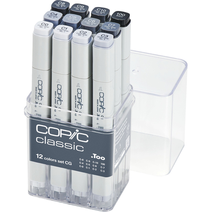 COPIC Marker classic, 12er Grau Set "CG", kalte Grautne