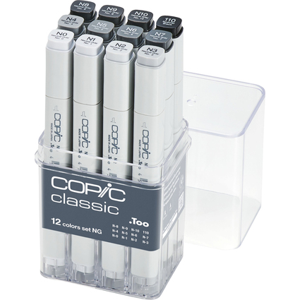 COPIC Marker classic, 12er Grau Set "NG", neutrale Grautne