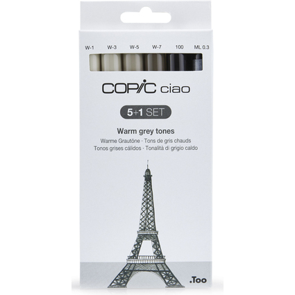 COPIC Marker ciao, 5+1 Set "Warm grey tones"