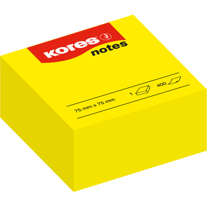 Kores Haftnotizen Wrfel "notes", 75 x 75 mm, blanko, gelb