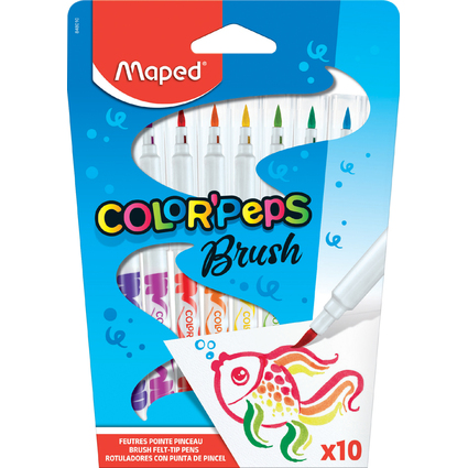 Maped Fasermaler COLOR'PEPS Brush, 10er Kartonetui