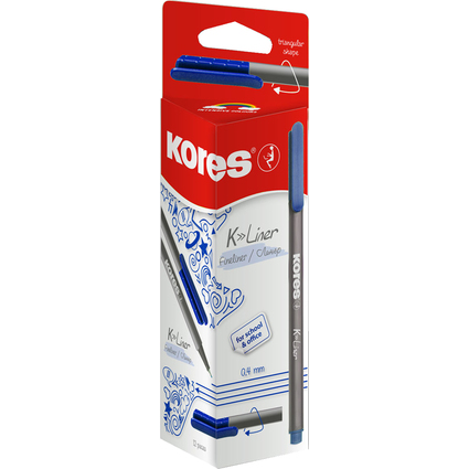 Kores Fineliner "K-Liner", Strichstrke: 0,4 mm, blau