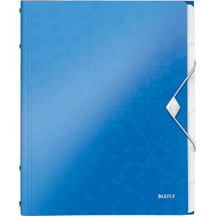 LEITZ Ordnungsmappe WOW, DIN A4, PP, 6 Fcher, blau-metallic