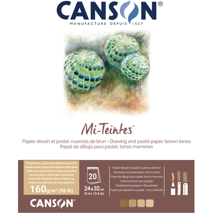 CANSON Zeichenpapier Mi-Teintes, im Block, 240 x 320 mm