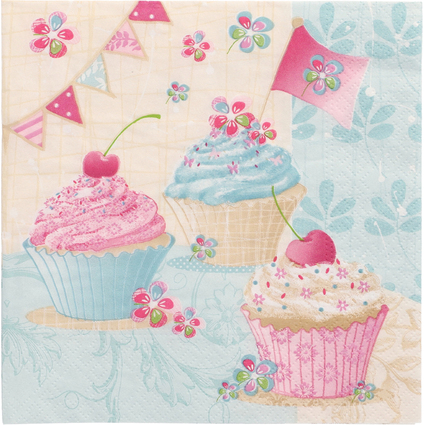 PAPSTAR Motiv-Servietten "Birthday Cup Cakes", 330 x 330 mm