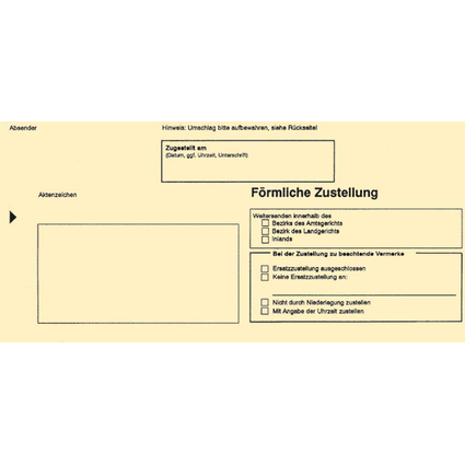 RNK Verlag Zustellungsumschlag, DIN lang, ohne Fenster, gelb