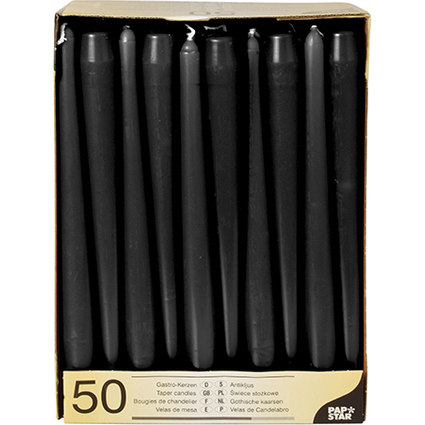 PAPSTAR Leuchterkerzen, 22 mm, schwarz, 50er Pack