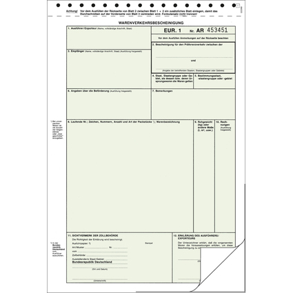 RNK Verlag Vordruck "Warenverkehrsbescheinigung EUR.1", SD