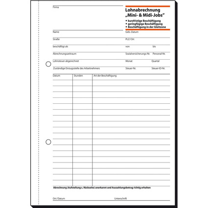 sigel Formularbuch "Lohnabrechnung fr Mini-Jobs", A5