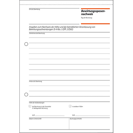 sigel Formularbuch "Bewirtungsspesennachweis", A5, 50 Blatt