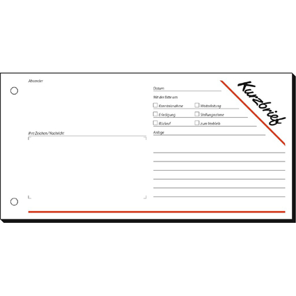 sigel Formularbuch "Kurzmitteilung/Kurzbrief", 1/3 A4 quer
