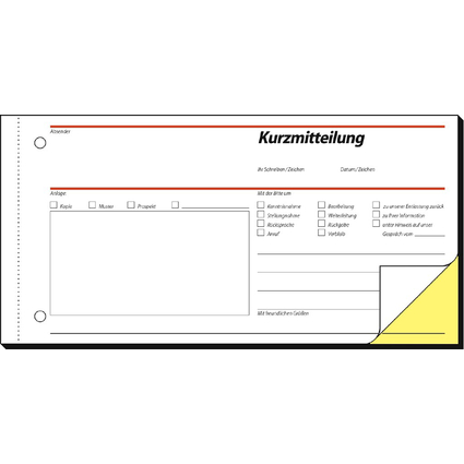 sigel Formularbuch "Kurzmitteilung", 1/3 A4 quer, SD