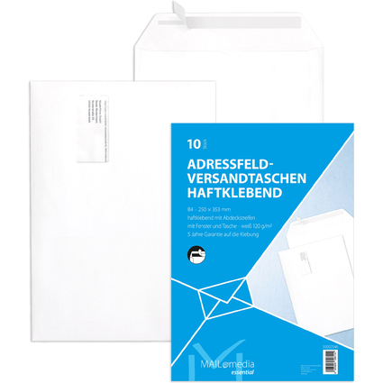 MAILmedia Adressfeld-Versandtasche B4, mit Fenster, wei