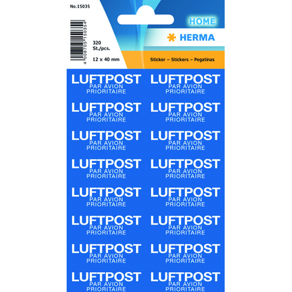 HERMA Textetiketten "MIT LUFTPOST", 12 x 40 mm, blau / wei